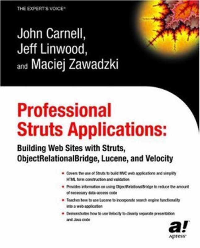 Professional Struts Applications： Building Web Sites with Struts ObjectRelational Bridge， Lucene， and Velocity (Expert’s Voice)（John Carnell， Jeff Linwood， Maciej Zawadzki）（Apress 2003）