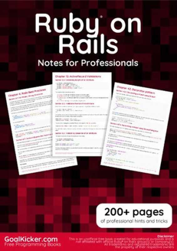 Ruby on rails notes for professionals（Goalkicker.com）